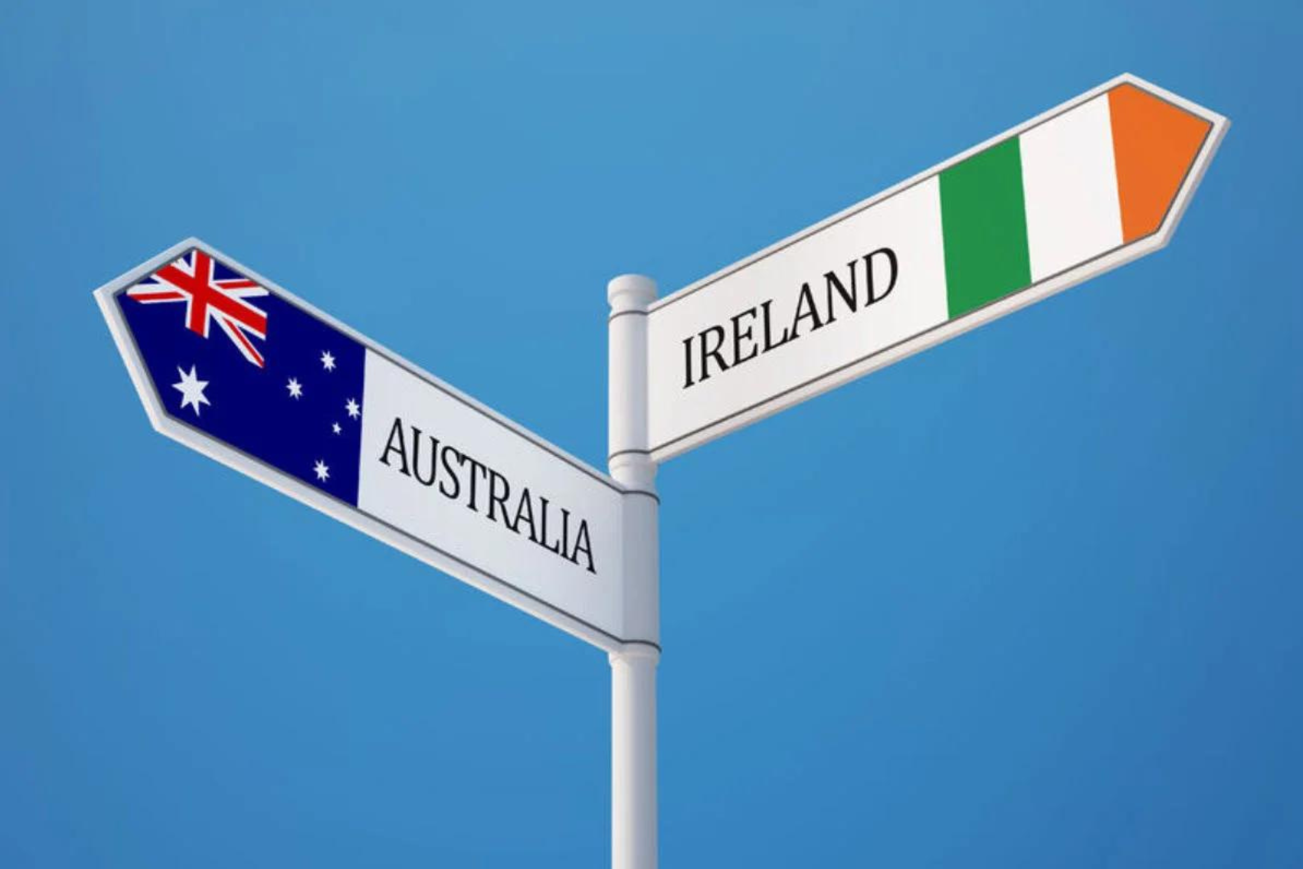 Placas simbolizando a Austrália e a Irlanda
